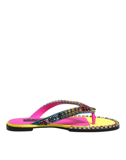 Multicolor Rhinestone Flip Flop Flat Sandals Shoes