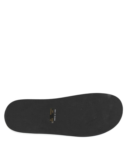 Black White Logo Beachwear Flats Slipper Shoes