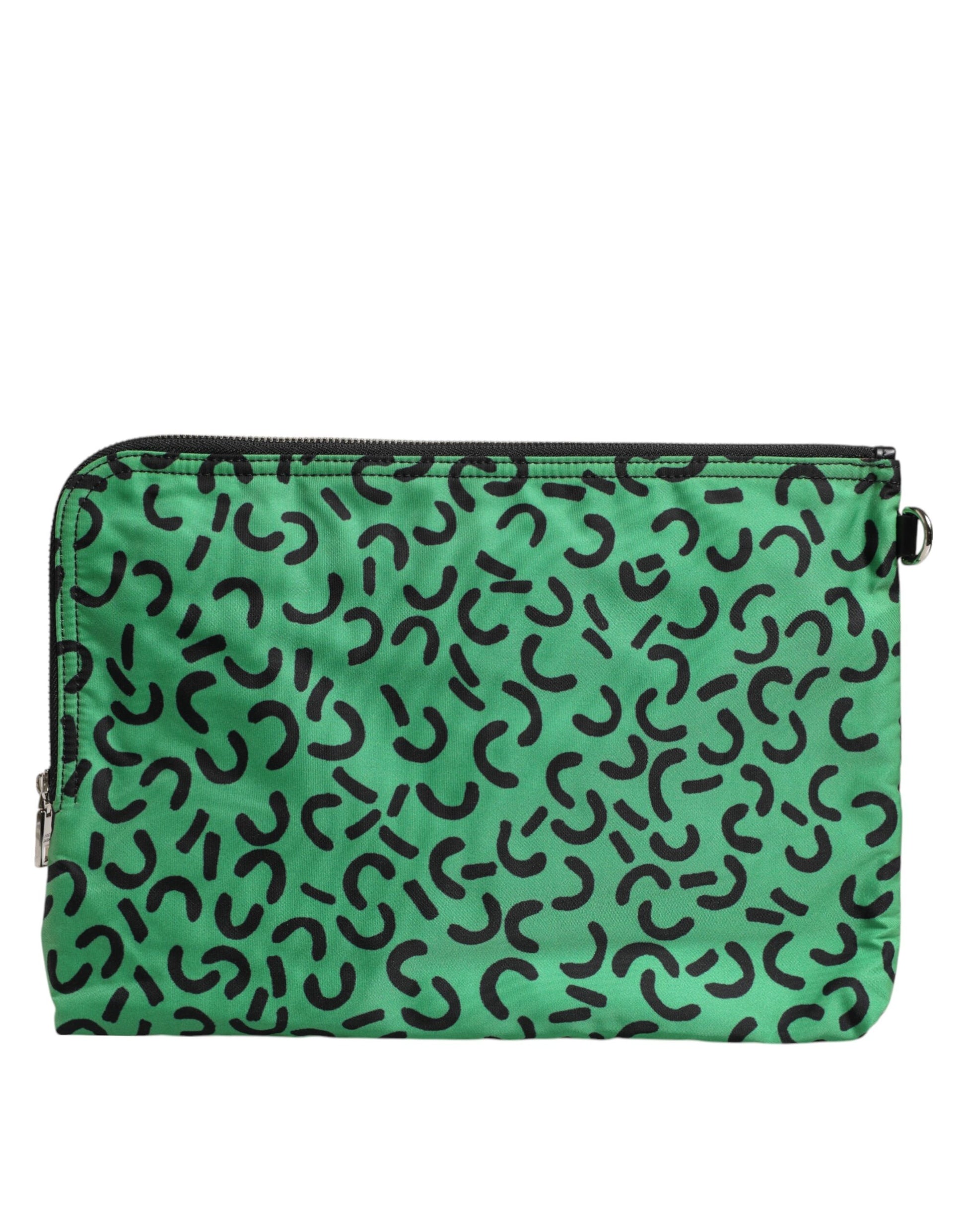 Multicolor Printed Nylon Logo Plaque Men Clutch Pouch Bag