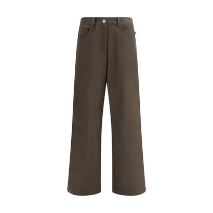 Brown Cotton Casual Pants