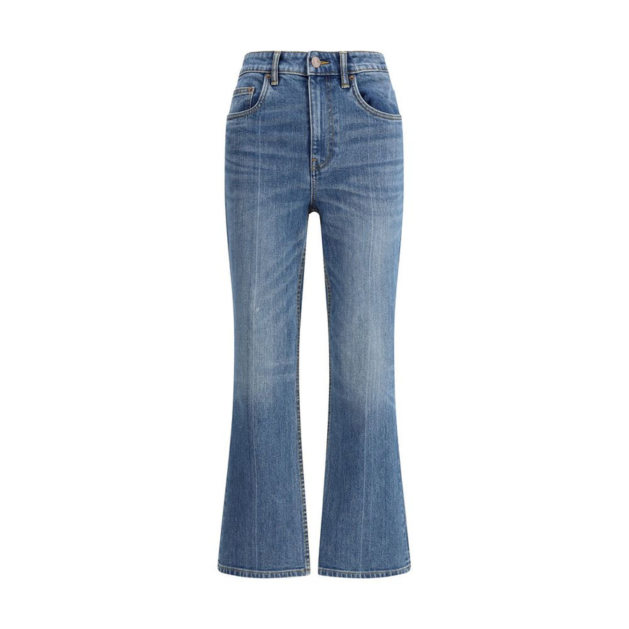 Blue Cotton Cropped Jeans