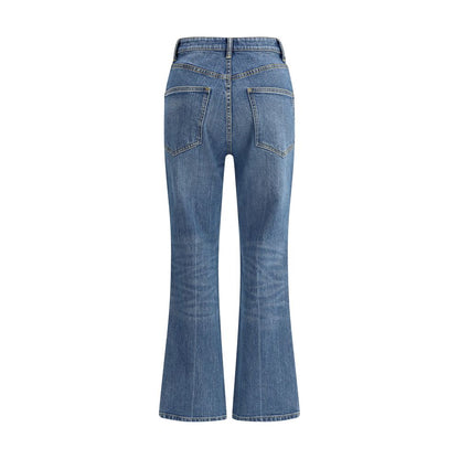 Blue Cotton Cropped Jeans