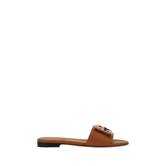 Brown Calf Leather Bos Taurus Flat Sandals