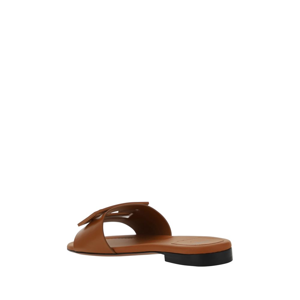 Brown Calf Leather Bos Taurus Flat Sandals