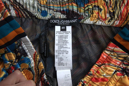 Multicolor Marble Print Satin Trouser Pants