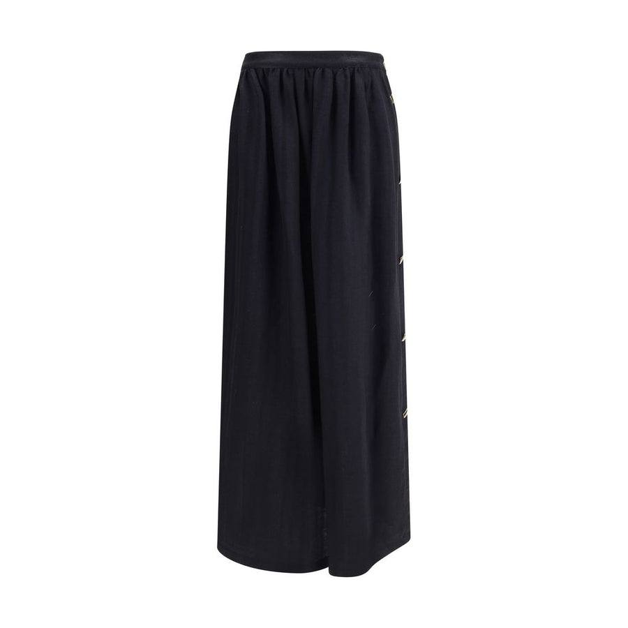 Black Fleece Wool Long Skirt