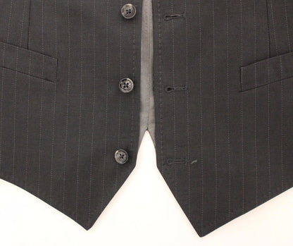 Gray Striped Formal Dress Gilet Vest