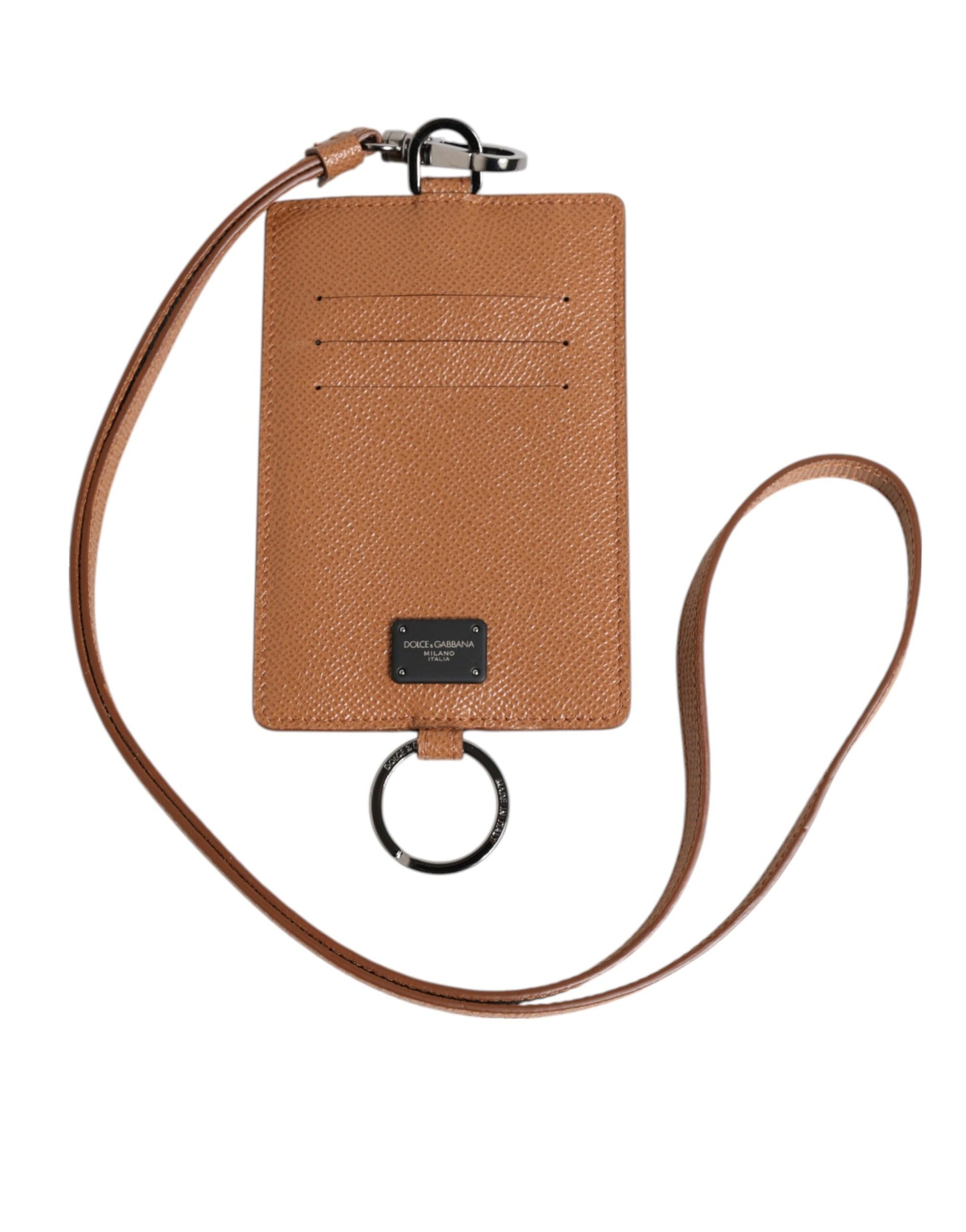 Dark Brown Leather Lanyard Logo Card Holder Men Wallet