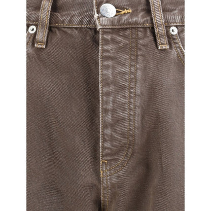 Brown Cotton Relaxed Fit Jeans
