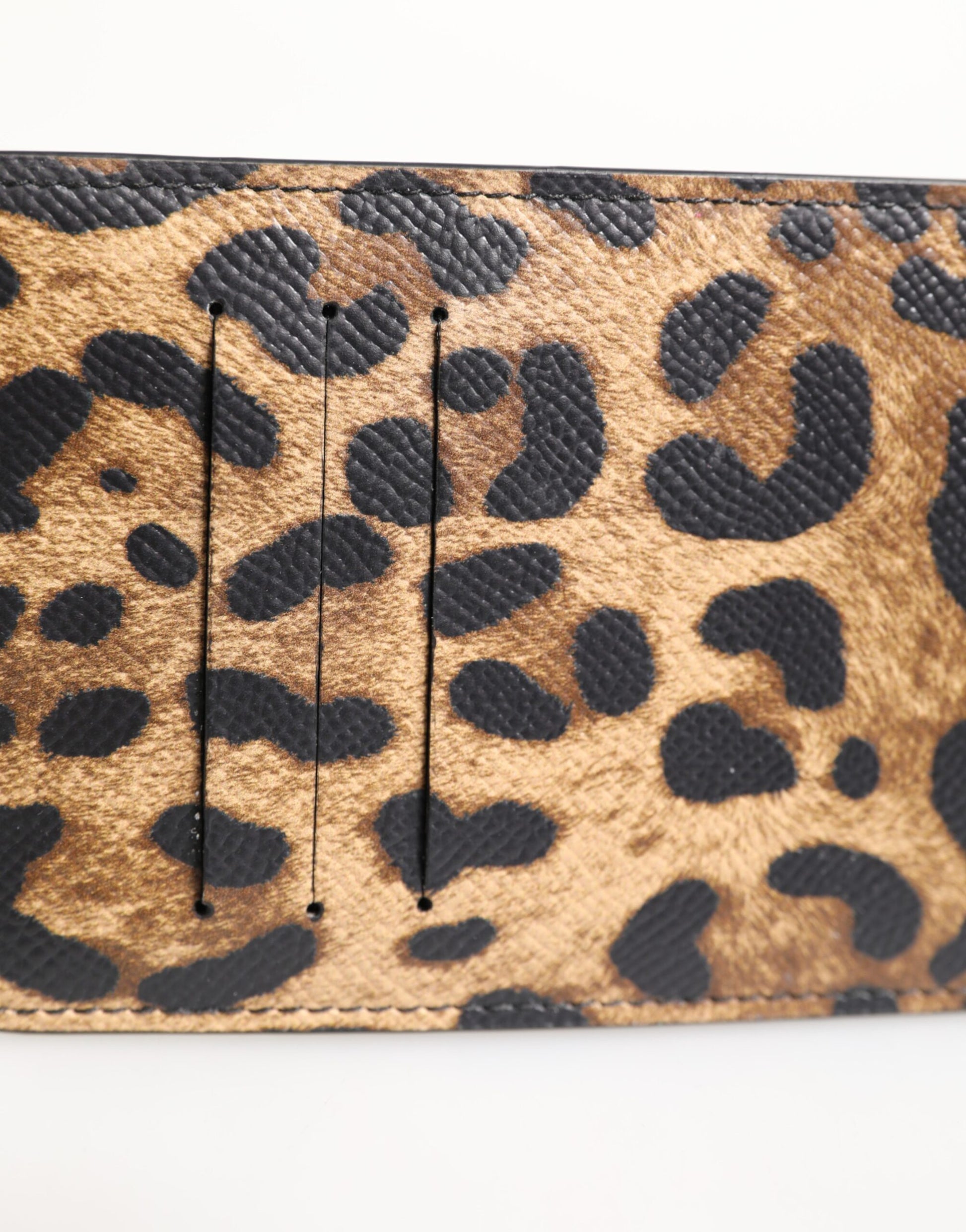 Leopard Print Leather Embossed Lanyard Card Holder Wallet