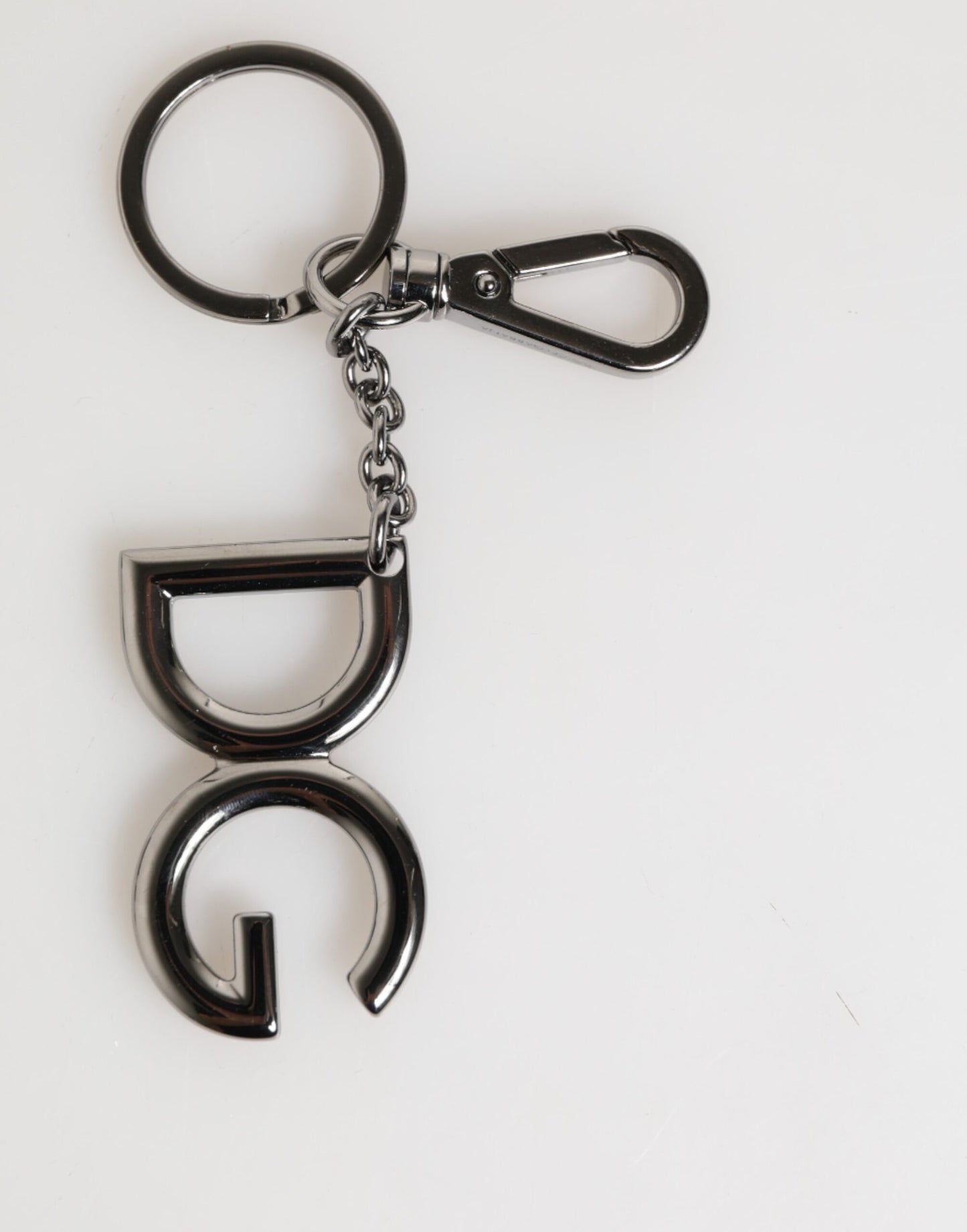 Silver Brass DG Logo Metal Keychain Holder Men Keyring