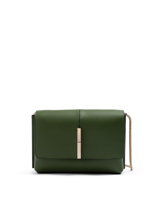 Dark Green Leather Crossbody Bag