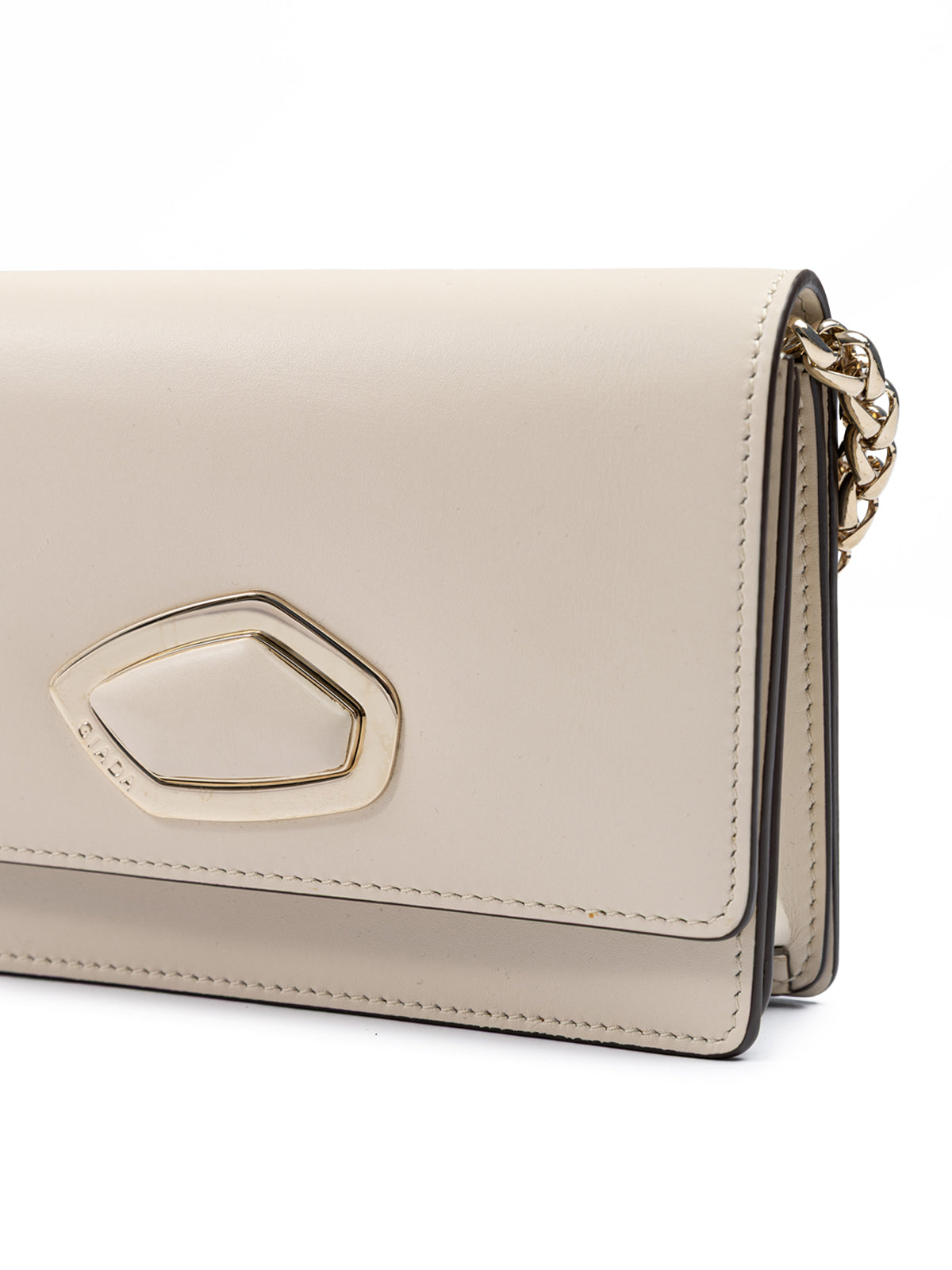 Beige Leather Clutch Bag