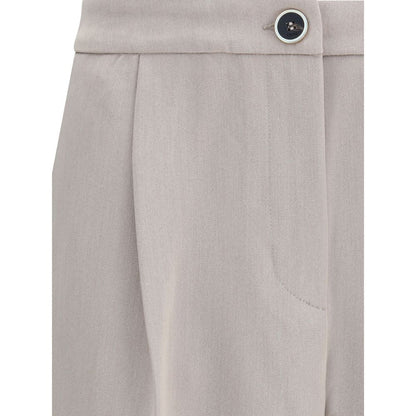 Beige Polyester Casual Pants