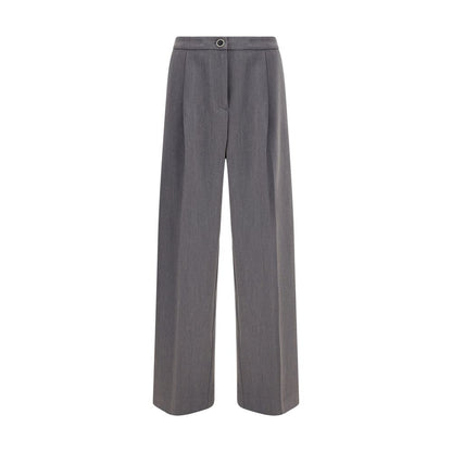 Gray Polyester Casual Pants