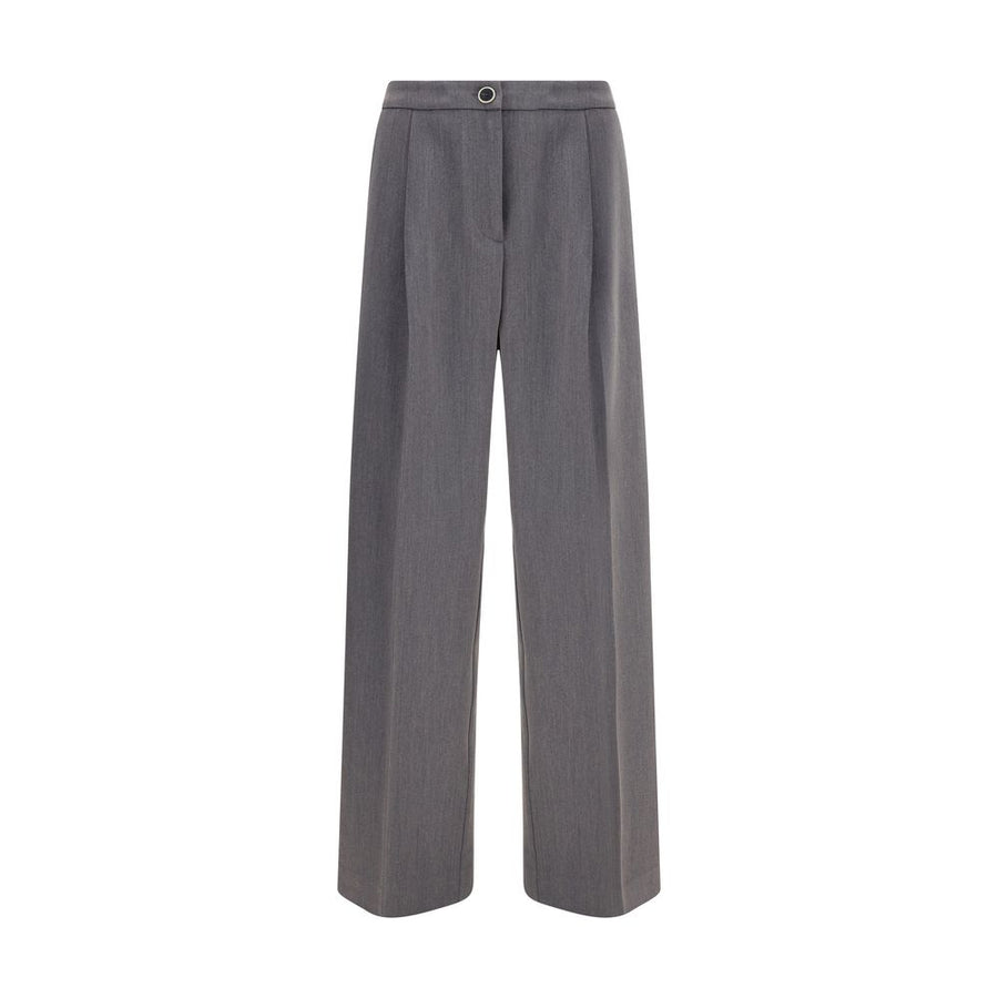 Gray Polyester Casual Pants