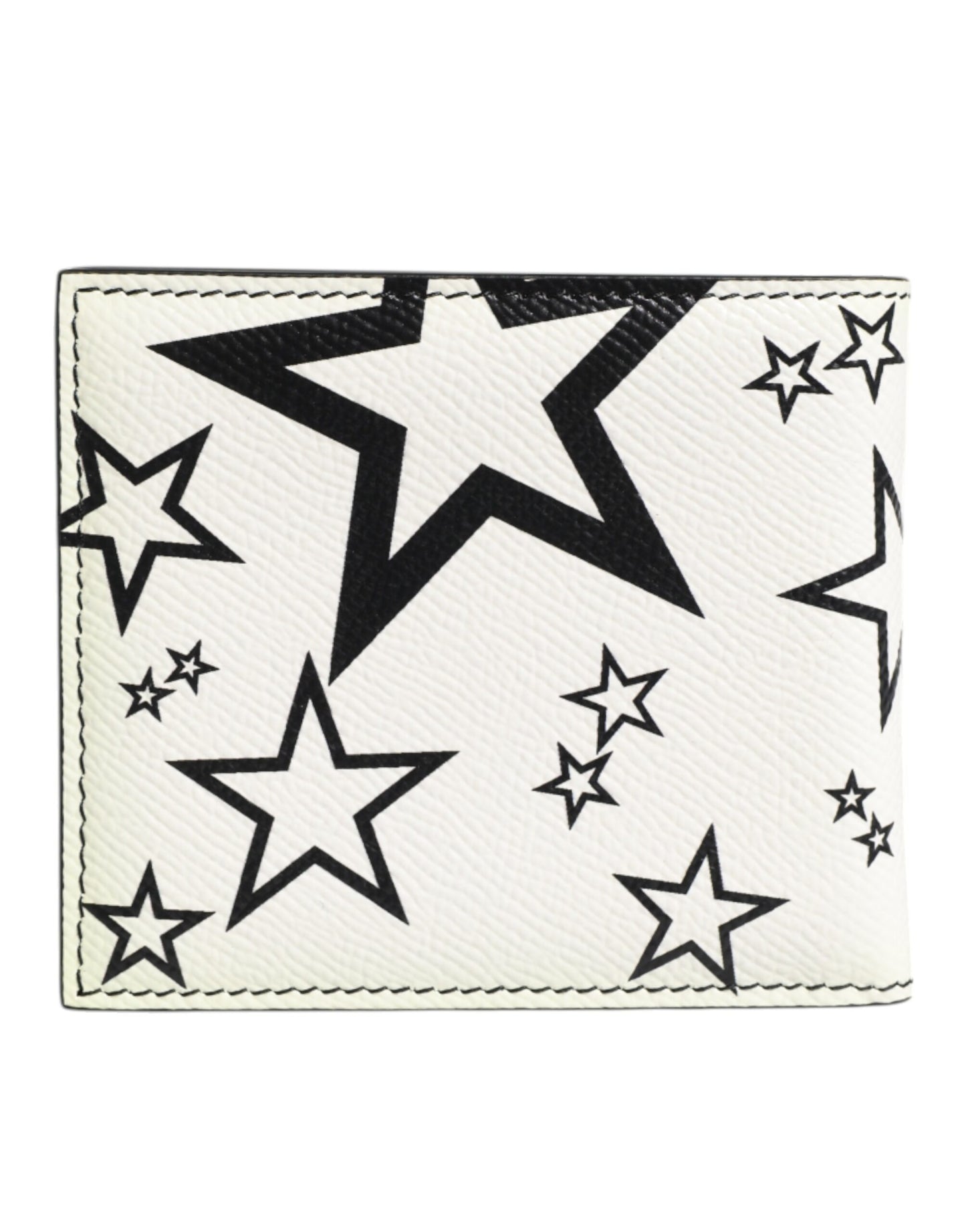 White Leather DG Star Logo Bifold Card Holder Wallet