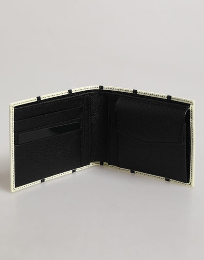 White Leather DG Crown Royals Bifold Card Holder Wallet