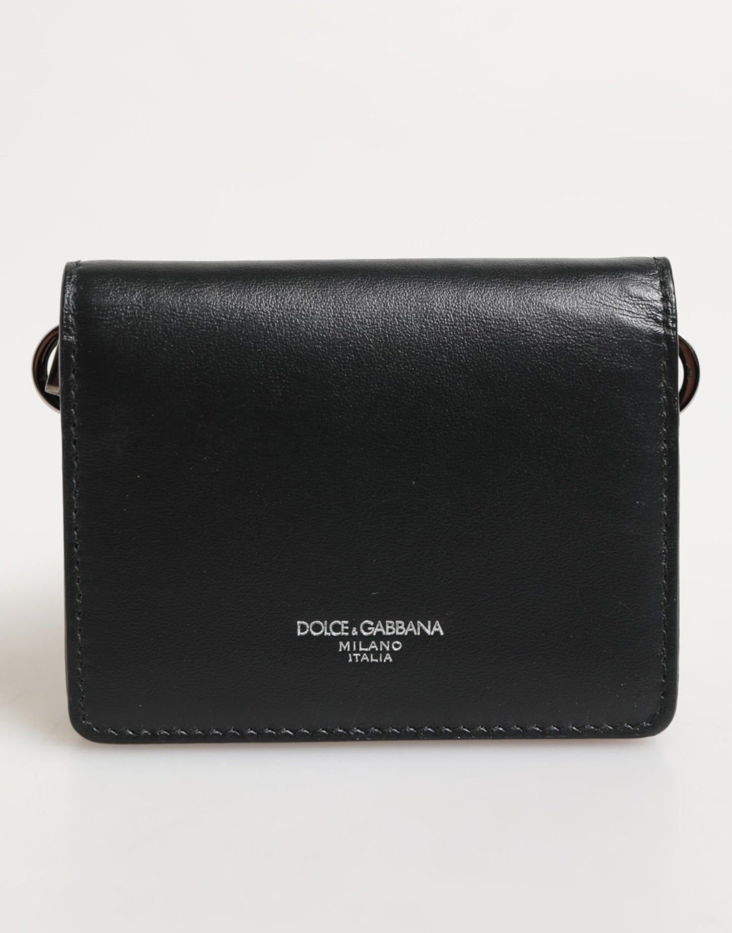 Black Leather DG Logo Bifold Card Holder Men Borse Wallet