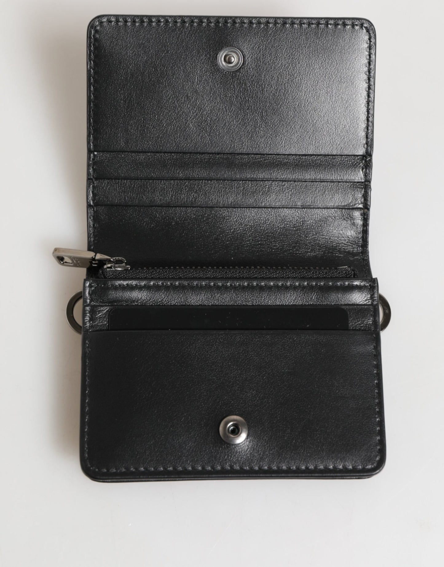 Black Leather DG Logo Bifold Card Holder Men Borse Wallet