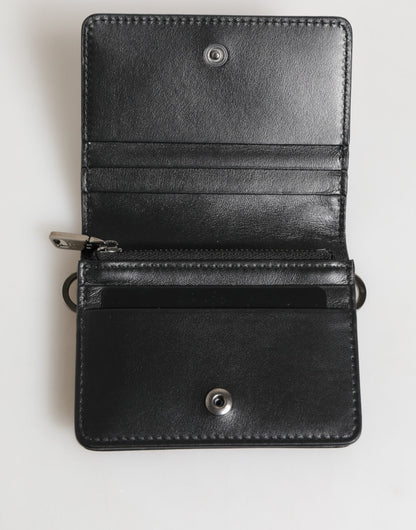 Black Leather DG Logo Bifold Card Holder Men Borse Wallet