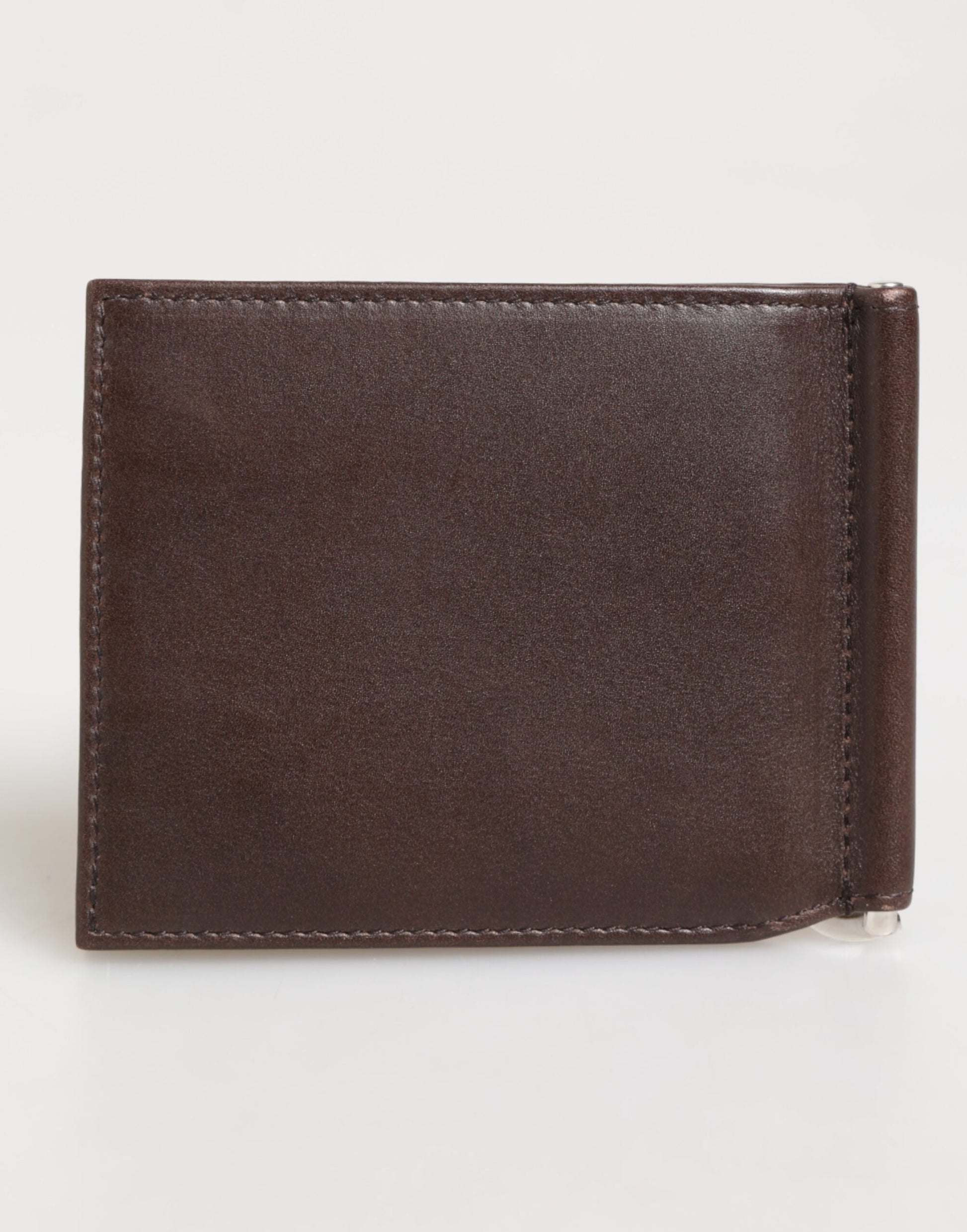 Brown Leather DG Logo Engrave Bifold Card Holder Wallet