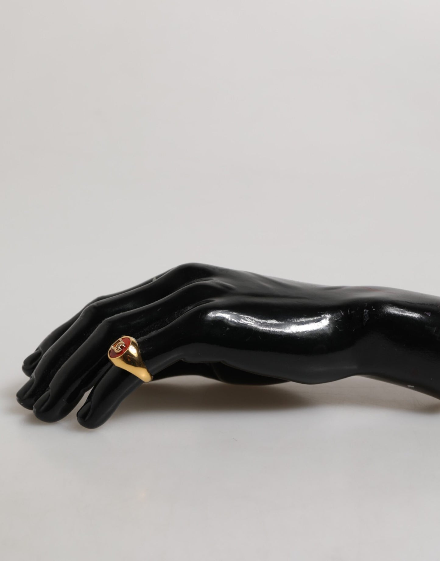 Gold Tone Real Brass Round Red DG Logo Men Ring