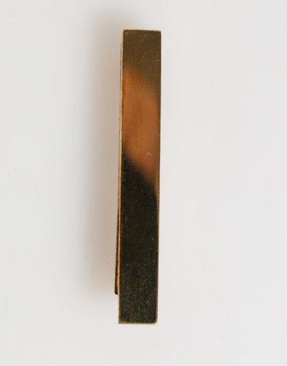 Gold Tone Brass Logo Branded Men Accessory Tie Clip Bar