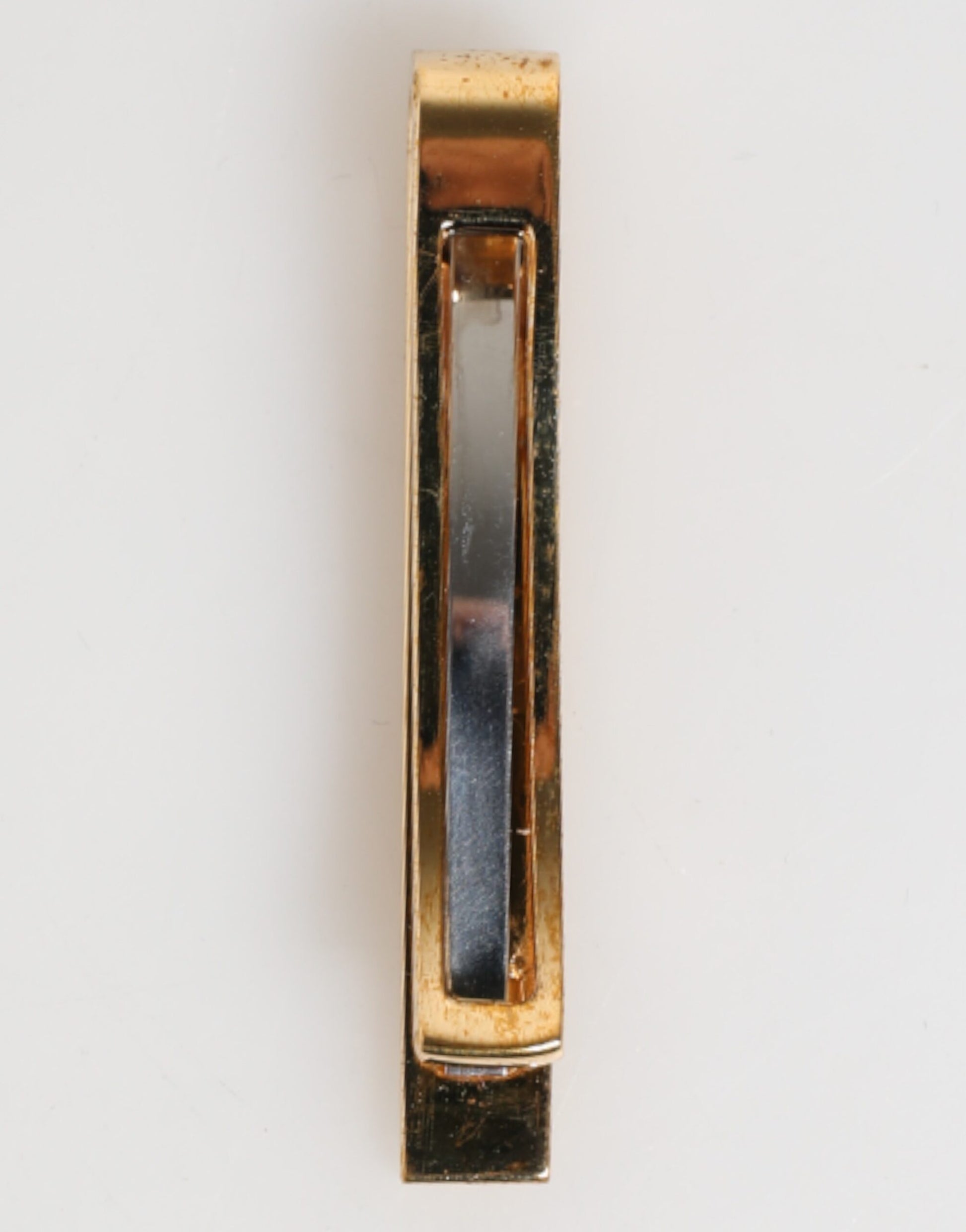 Gold Tone Brass Logo Branded Men Accessory Tie Clip Bar