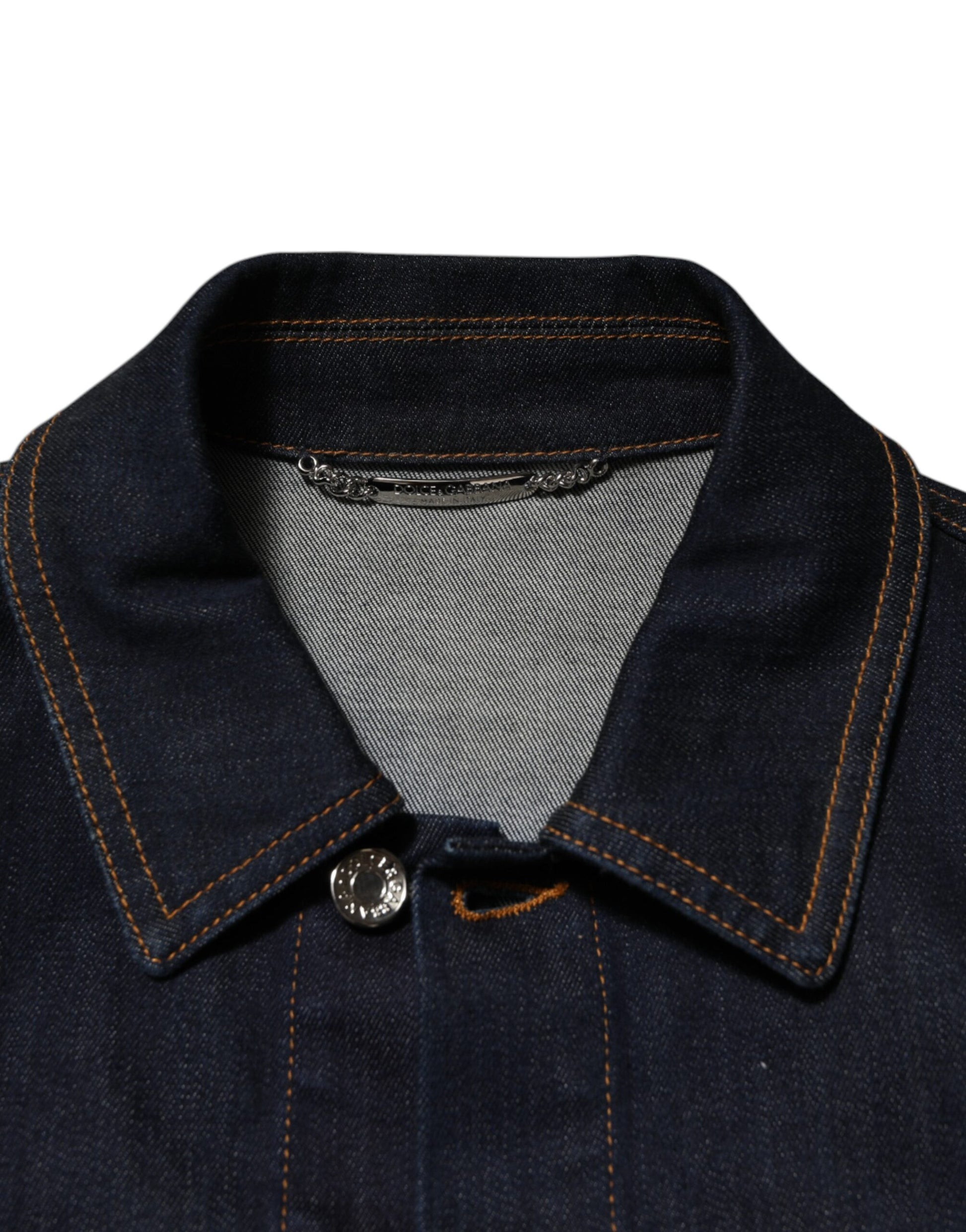 Indigo Blue Denim Slim Fit Logo Patch Jacket