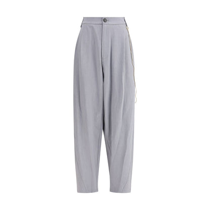 Gray Polyester Casual Pants