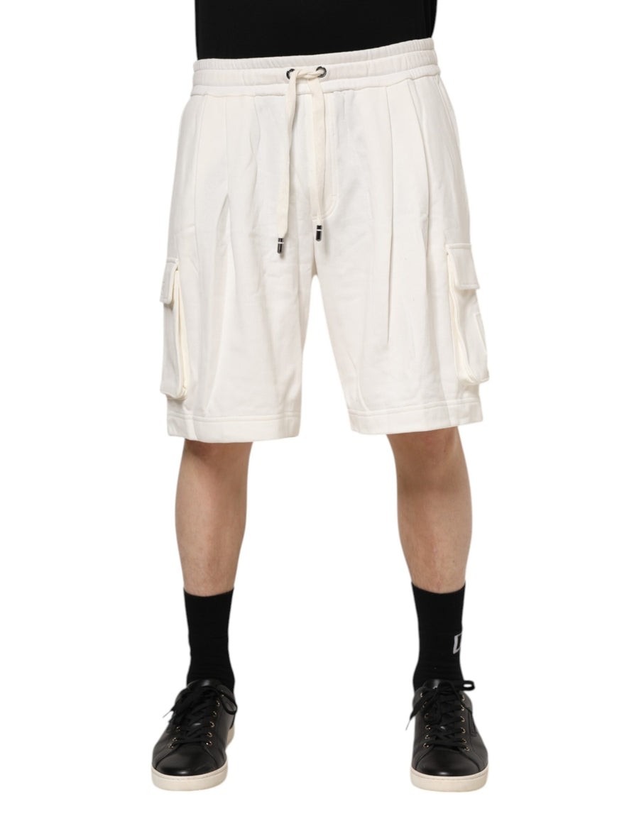 White Cotton Cargo Bermuda Sweatshorts Shorts