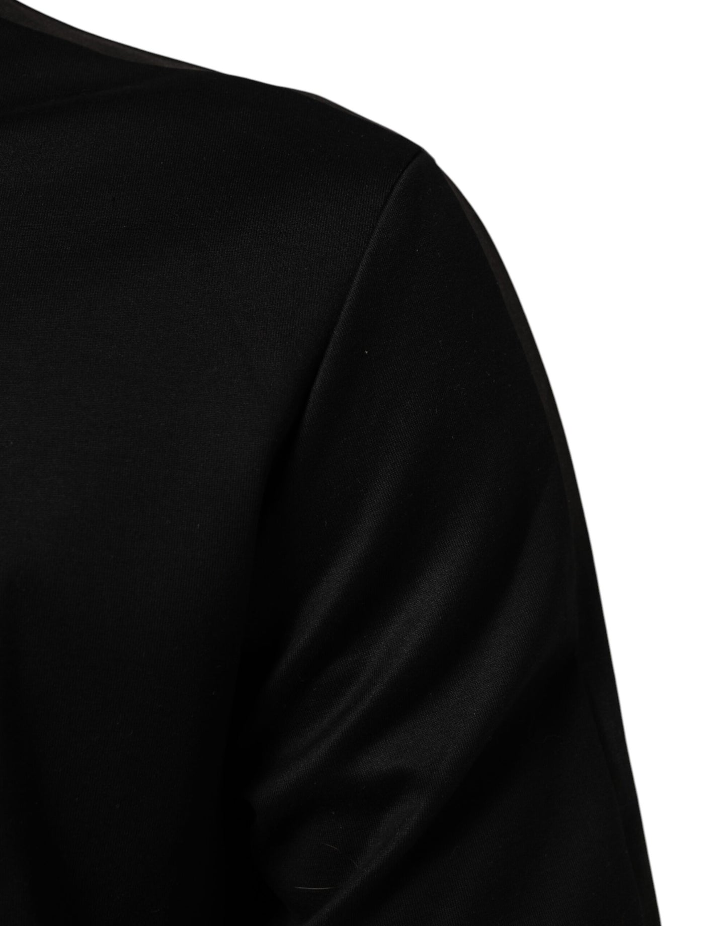 Black Cotton Logo Full Zip Men Bomber Jacket