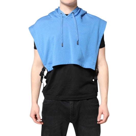 Blue Cotton Hooded Men Sportswear One Size Vest