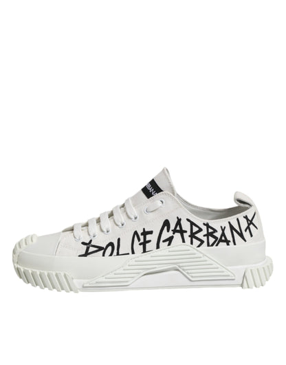 White Logo Graffiti Low Top Sneakers Shoes