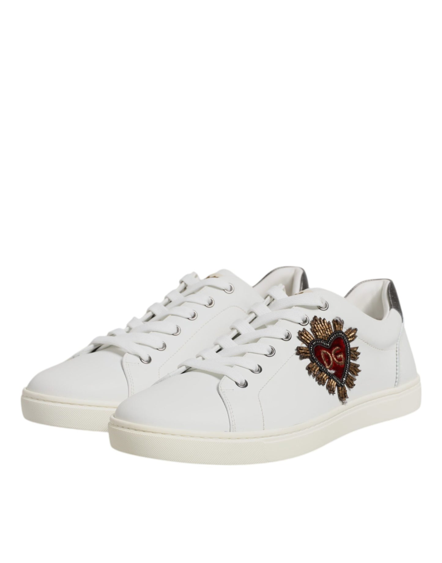 White Silver Sacred Heart Men Sneakers Shoes