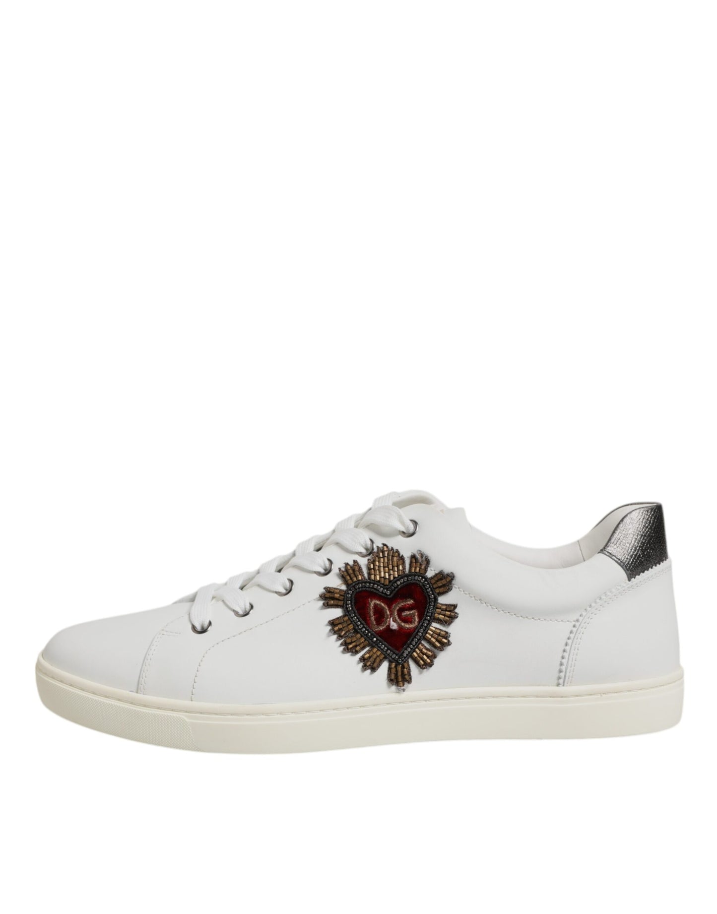 White Silver Sacred Heart Men Sneakers Shoes