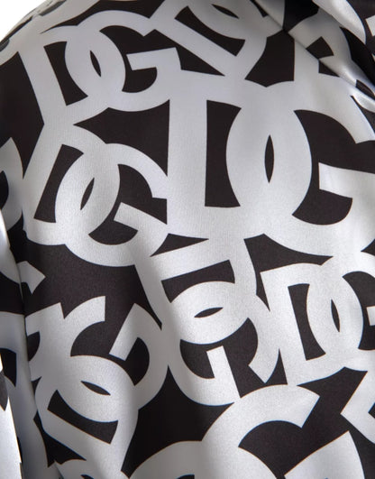 White Black Logo Hooded Full Zip Bomber Jacket