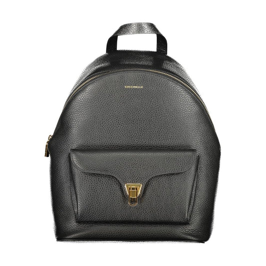 Black Leather Women Backpack