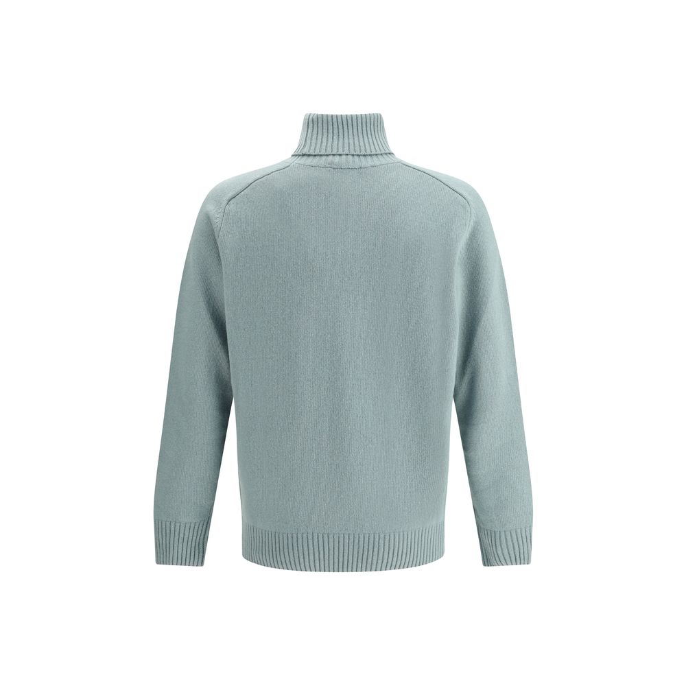 Green Fleece Wool Turtleneck