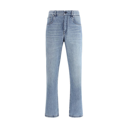 Light Blue Cotton Straight-Leg Jeans