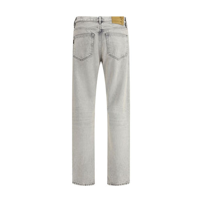 Light Blue Cotton Straight-Leg Jeans