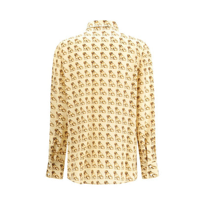 Beige Silk Pattern Shirt