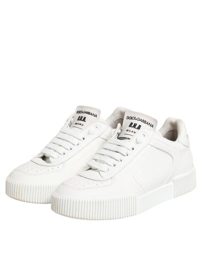 White Miami Leather Low Top Sneakers Shoes