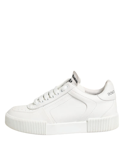 White Miami Leather Low Top Sneakers Shoes