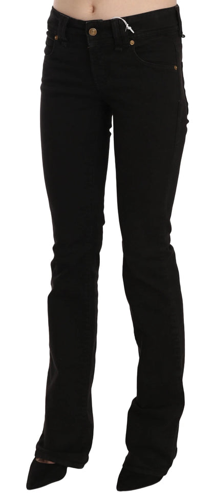 Black Low Waist Slim Leg Skinny Denim Casual Pants Jeans