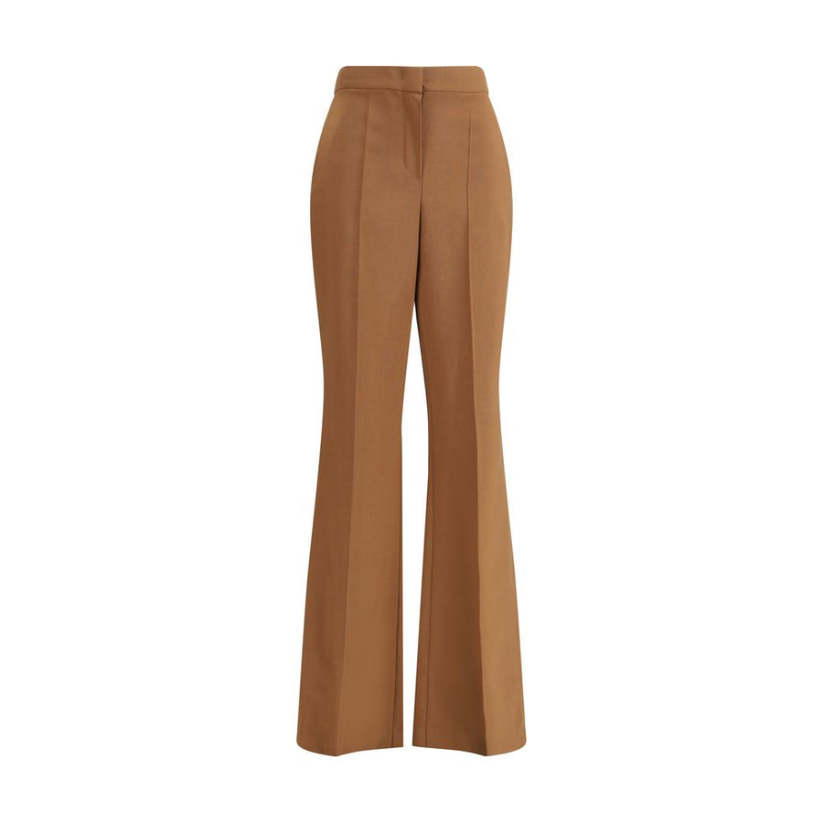 Brown Wool Flared Pants