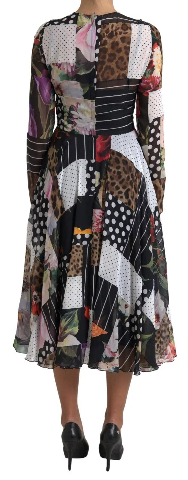 Multicolor Patchwork Floral Leopard Dress