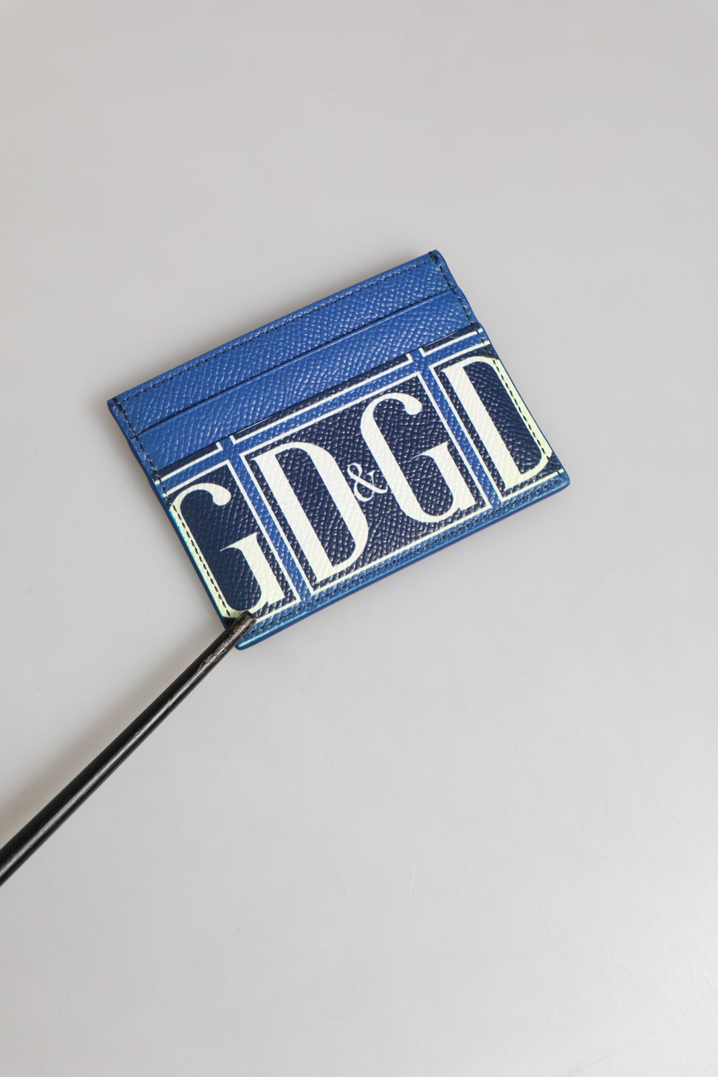 Blue Calf Leather DG Logo Monogram Card Holder Wallet