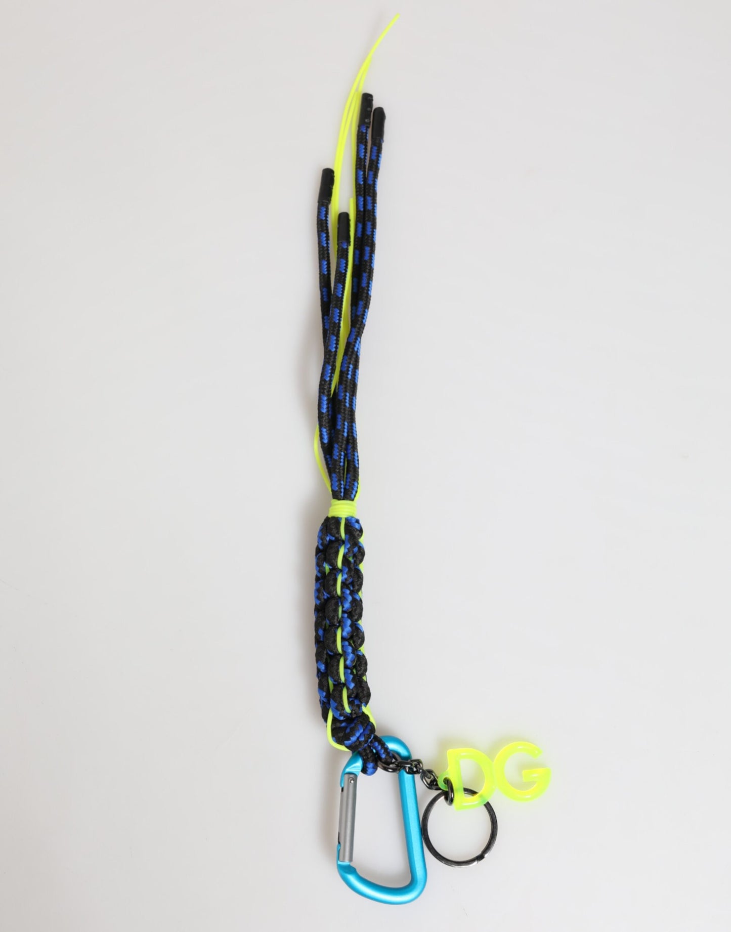 Blue Yellow Leather Tape String DG Logo Keychain Keyring